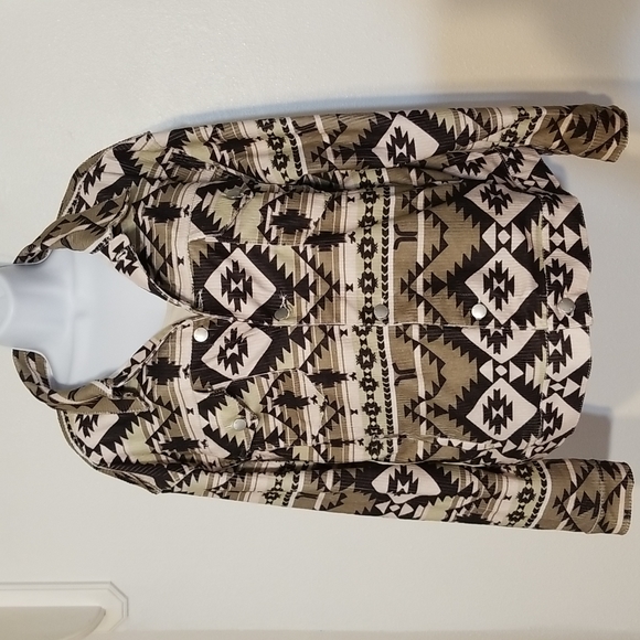 WESC Unisex Cord Trucker Light Blanket Shacket Tribal Boho Southwestern Print - Picture 3 of 17